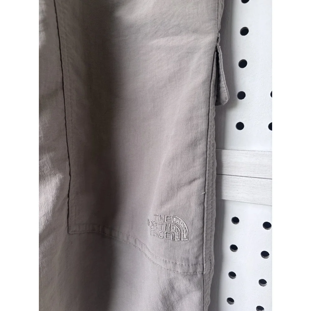 The North Face Men's Lg Beige Nylon Belted Elastic Waist Hiking Pants Zip Ankles